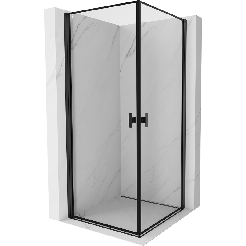Mexen Mist-B Duo душ кабина с отварящи се врати 80 x 80 см, черна рамка, черно - 8A2-080L-080P-70-70