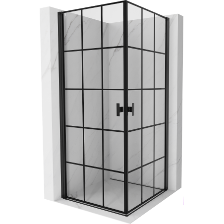Mexen Mist-B Duo двукрила душ кабина 100 x 100 см, черна решетка, черна - 8A2-100L-100P-70-77