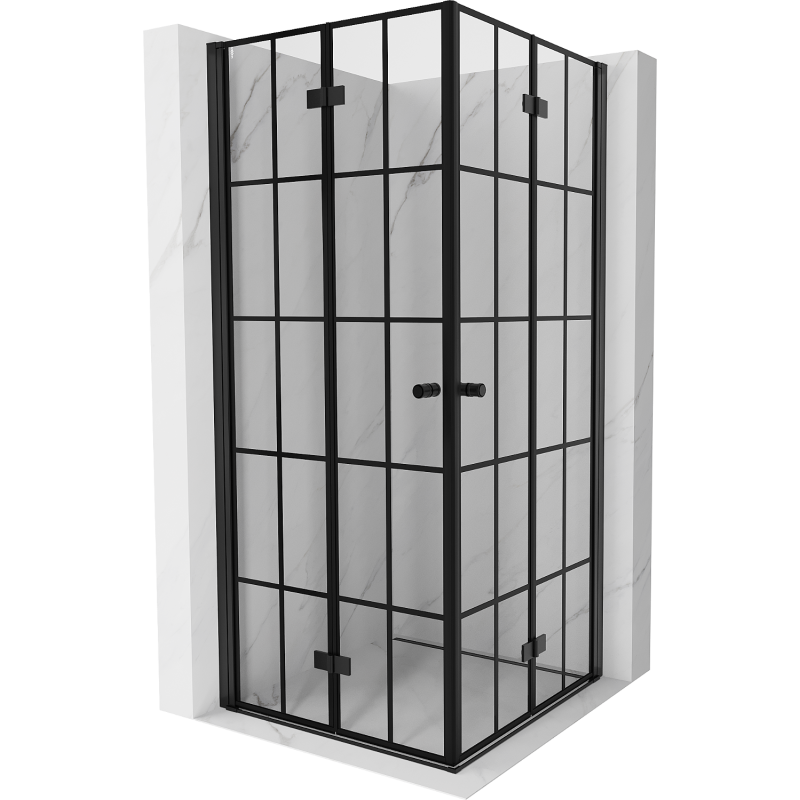 Mexen Mist-F Duo сгъваема душ кабина 110 x 110 см, черна мрежа, черна - 8A6-110L-110P-70-77