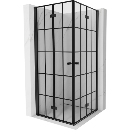 Mexen Mist-F Duo сгъваема душ кабина 110 x 110 см, черна мрежа, черна - 8A6-110L-110P-70-77
