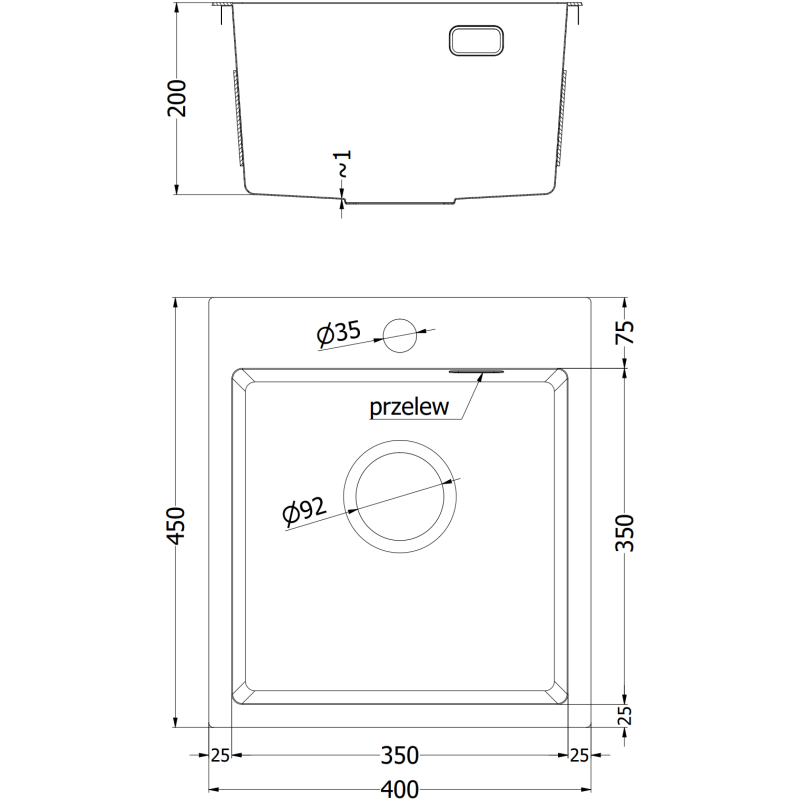 Mexen Solix стоманена мивка с 1 отделение 400 x 450 mm, мед HC - 6401401000-65HC