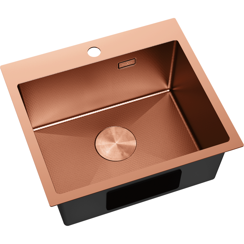 Mexen Solix кухненска мивка от неръждаема стомана, медна, 1-корпусна, 500 x 450 мм, HC - 6402501000-65HC