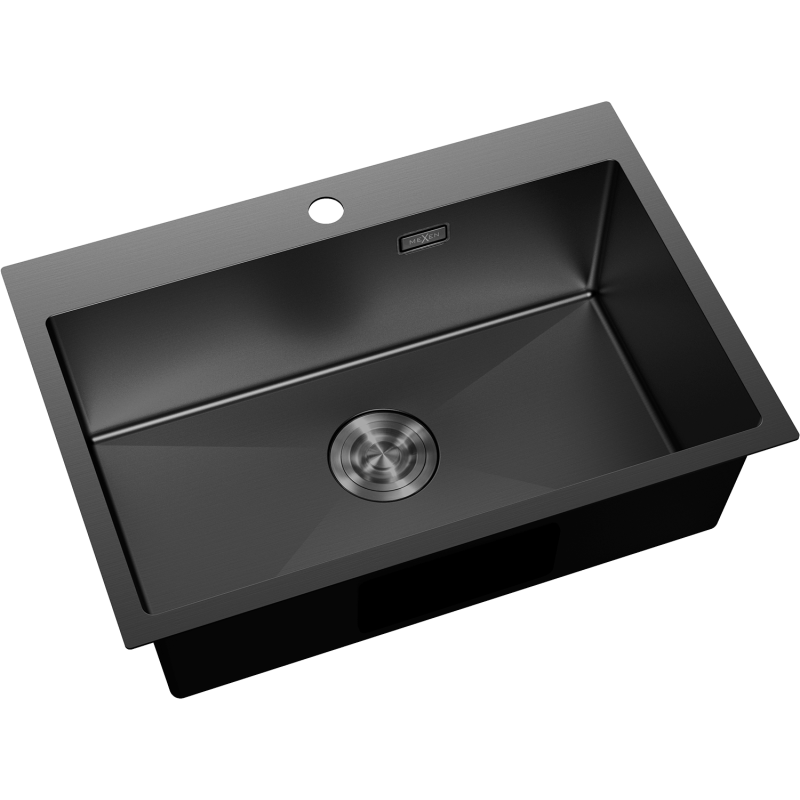 Mexen Solix кухненска мивка от неръждаема стомана с една камера 650 x 450 мм, черна - 6403651000-70