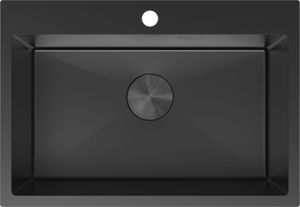 Mexen Solix кухненска мивка от неръждаема стомана с една камера 650 x 450 мм, черна - 6403651000-70