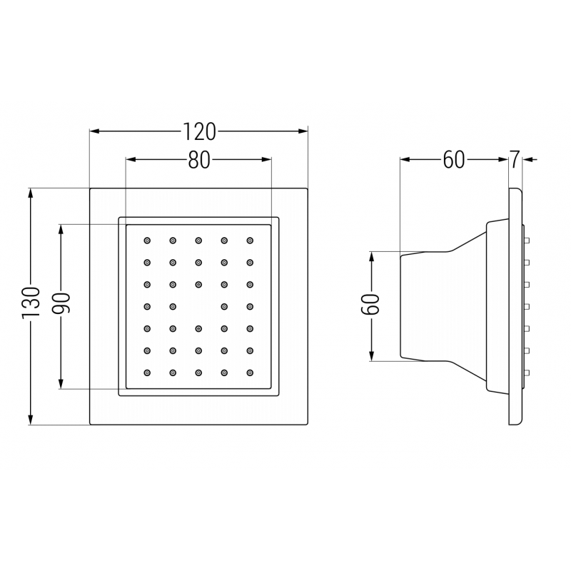 Mexen странична вградена дюза, графит - 79366-66