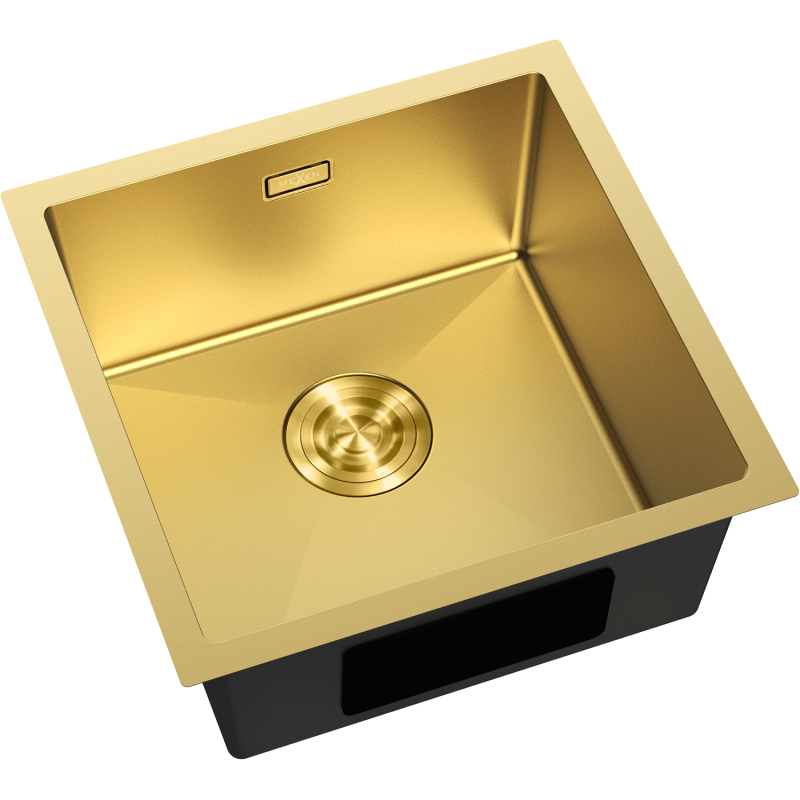 Mexen Trixo кухненска мивка от неръждаема стомана 1-коморова 440 x 440 mm, златна - 6413441000-55