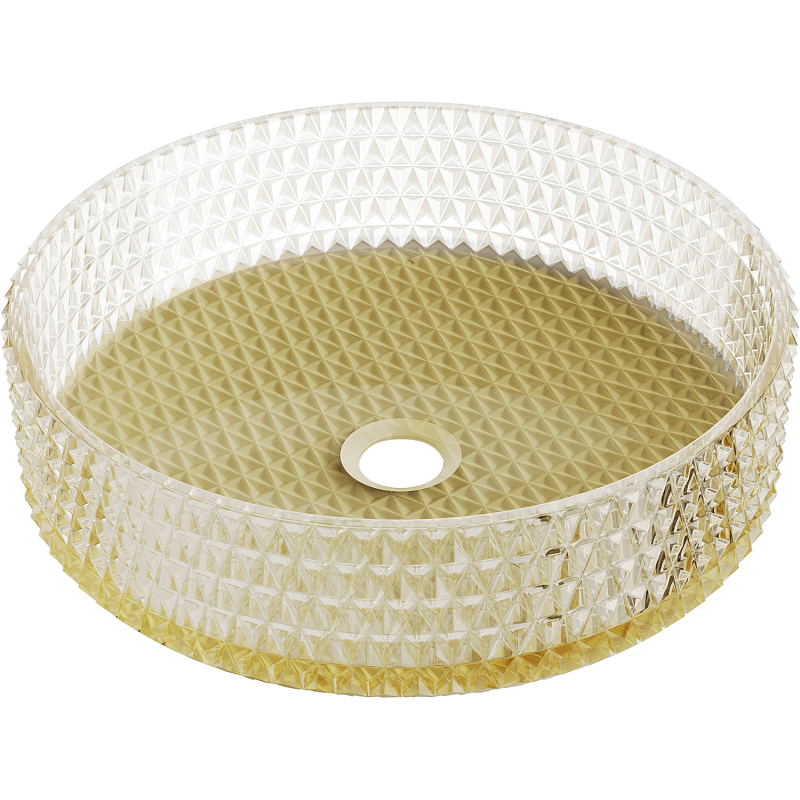 Mexen Aura стъклена умивалник за плот 39 x 39 см, прозрачен/златен - 24013951