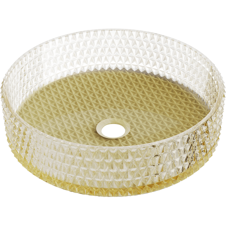 Mexen Aura стъклена умивалник за плот 39 x 39 см, прозрачен/златен - 24013951