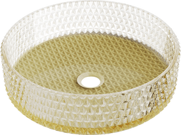 Mexen Aura стъклена умивалник за плот 39 x 39 см, прозрачен/златен - 24013951