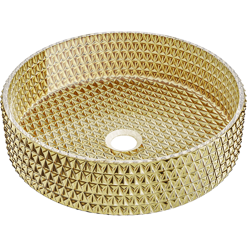 Mexen Aura стъклена мивка над плот 39 x 39 см, златна - 24013952