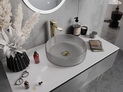 Mexen Aura стъклена мивка за монтаж върху плот 39 x 39 см, сива - 24013966