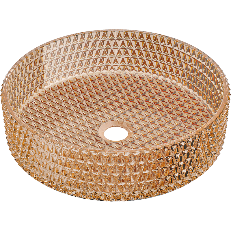 Mexen Aura стъклена умивалник за монтаж върху плот 39 x 39 см, розово злато - 24013968