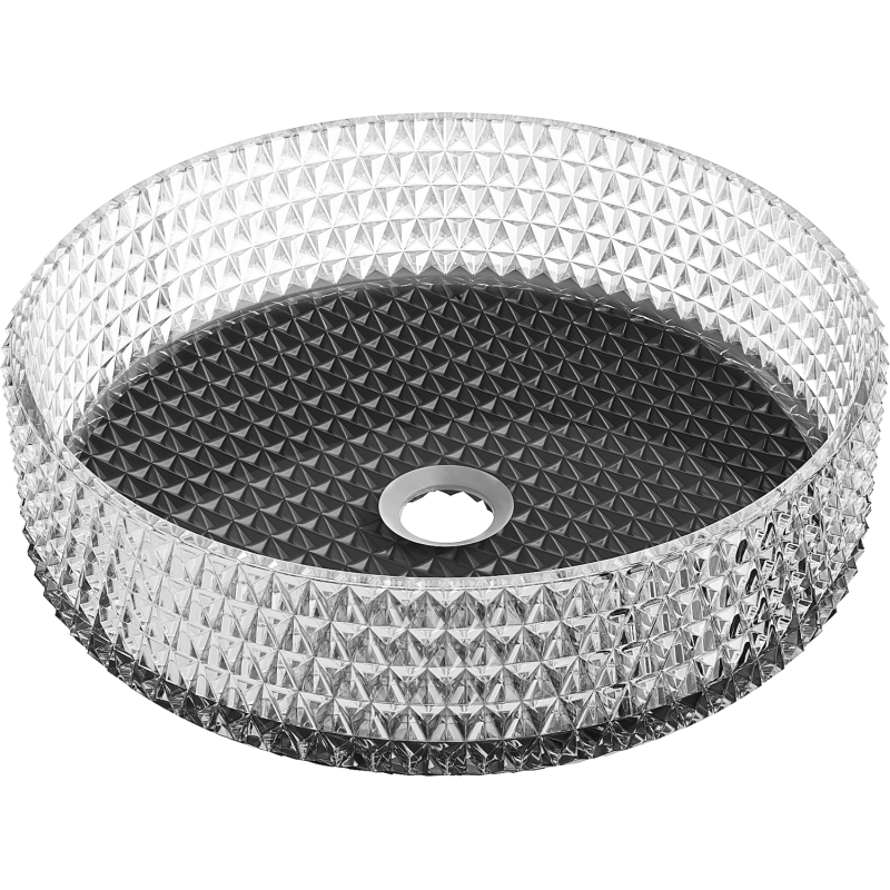 Mexen Aura стъклена мивка за плот 39 x 39 см, прозрачна/черна - 24013971