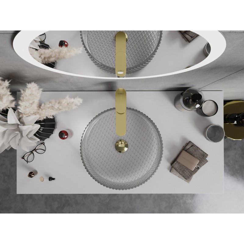 Mexen Aura стъклена мивка за монтаж върху плот 39 x 39 см, сива - 24013966