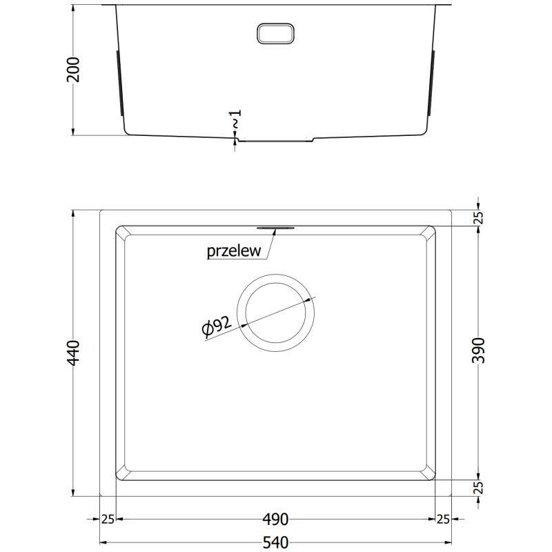 Mexen Trixo мивка от неръждаема стомана 1-комплектна 540 x 440 mm, инокс - 6414541000-01
