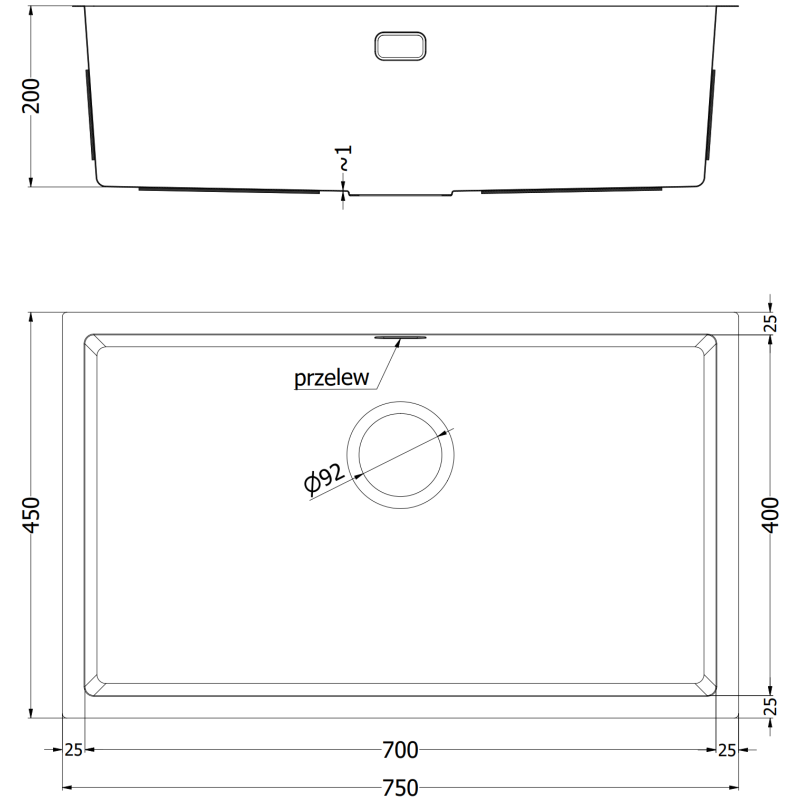 Mexen Trixo стоманена кухненска мивка с 1 корито 750 x 440 mm, мед - 6415751000-65