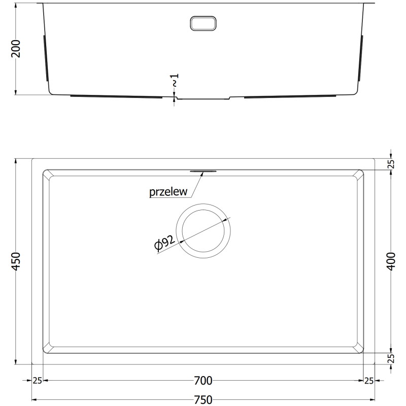 Mexen Trixo стоманена кухненска мивка с 1 корито 750 x 440 мм, мед HC - 6415751000-65HC