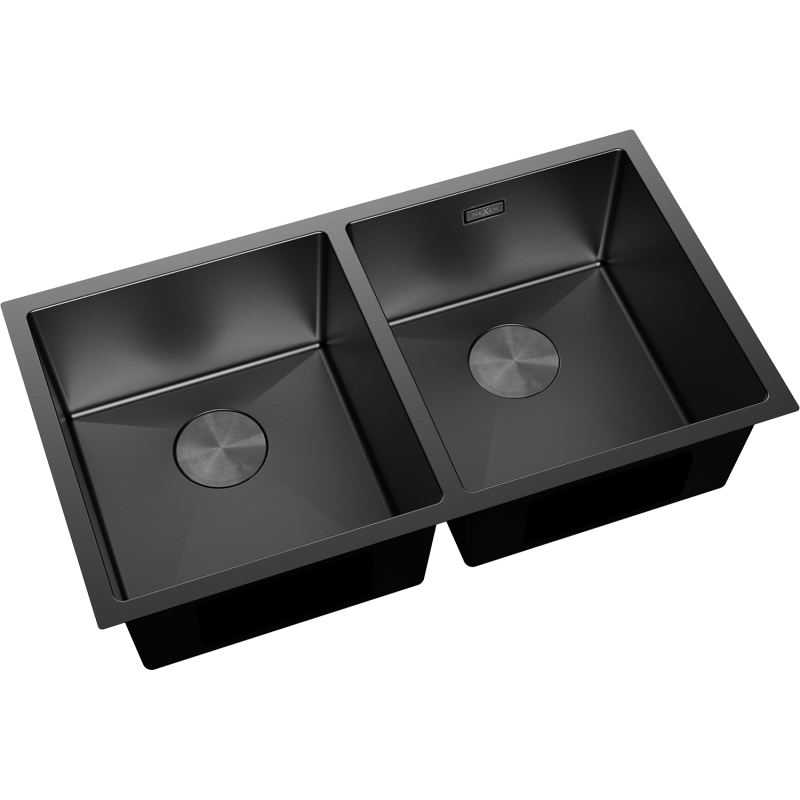Mexen Binox двоен кухненски мивка от неръждаема стомана 800 x 450 мм, черен - 6421802000-70