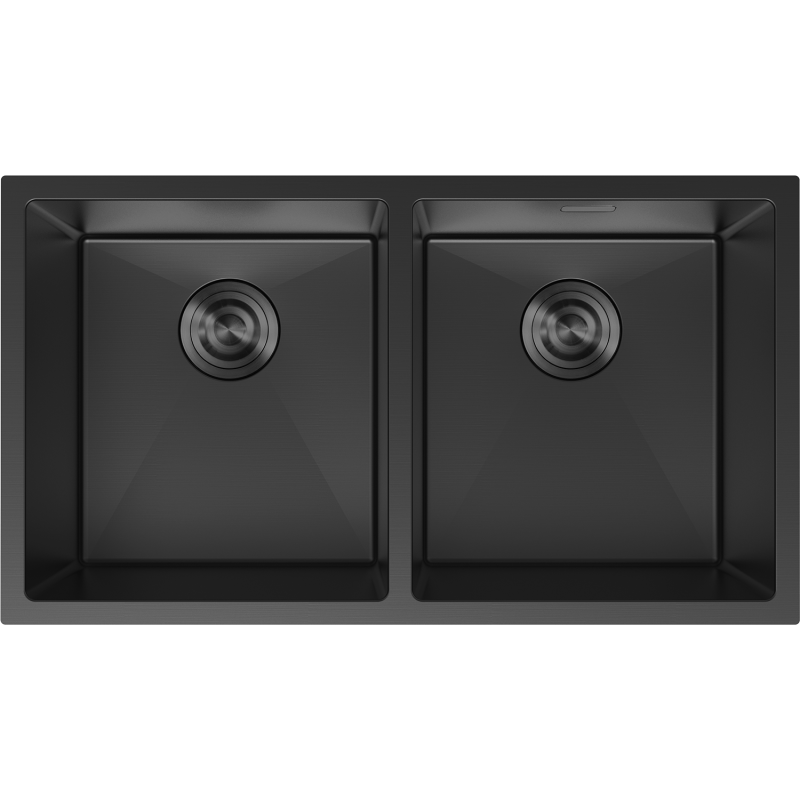 Mexen Binox двоен кухненски мивка от неръждаема стомана 800 x 450 мм, черен - 6421802000-70