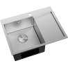 Mexen Exar стоманена кухненска мивка с 1 отделение и отвод, лява 620 x 480 mm,