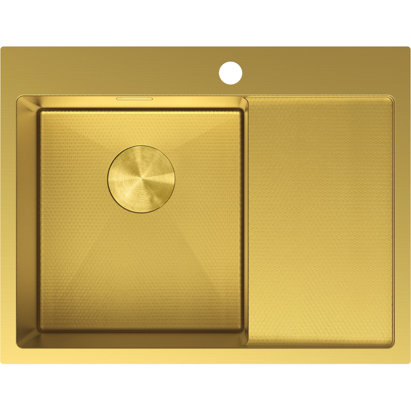 Mexen Exar кухненска мивка от стомана с 1 камера и ляв плот 620 x 480 мм, златен HC - 6431621005L-55HC