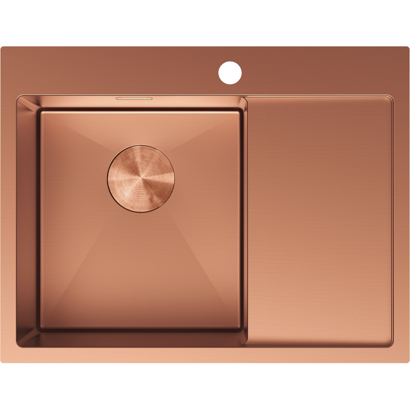 Mexen Exar стоманена мивка с 1 отделение и ляво отцеждащо поле 620 x 480 mm, мед - 6431621005L-65