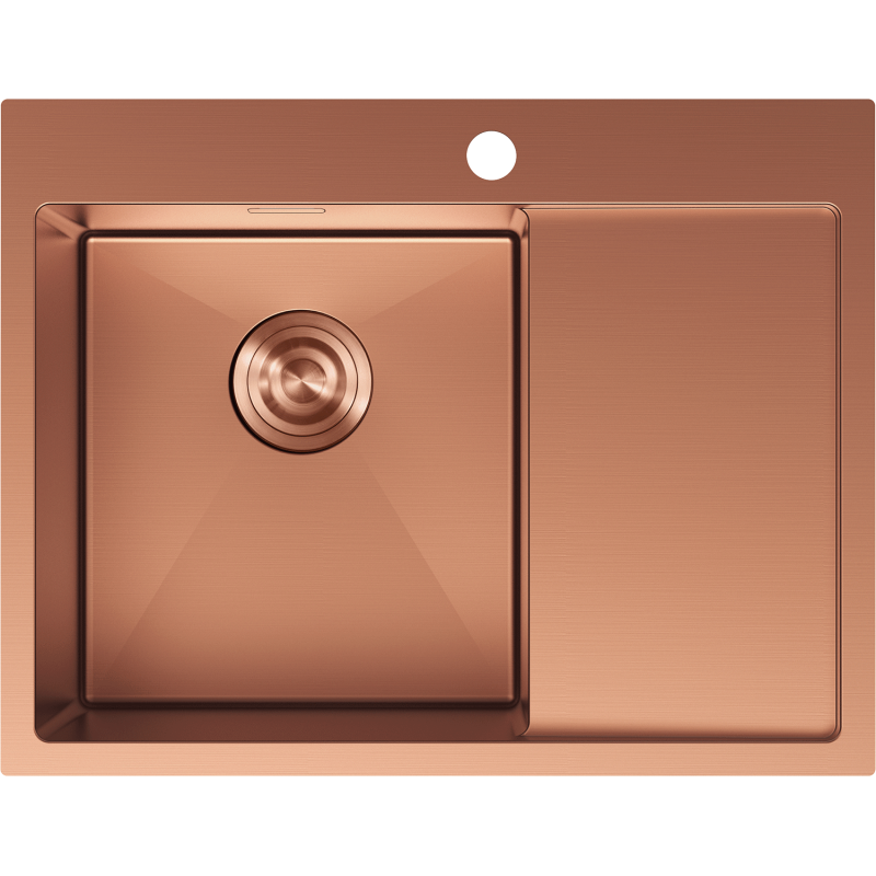 Mexen Exar стоманена мивка с 1 отделение и ляво отцеждащо поле 620 x 480 mm, мед - 6431621005L-65