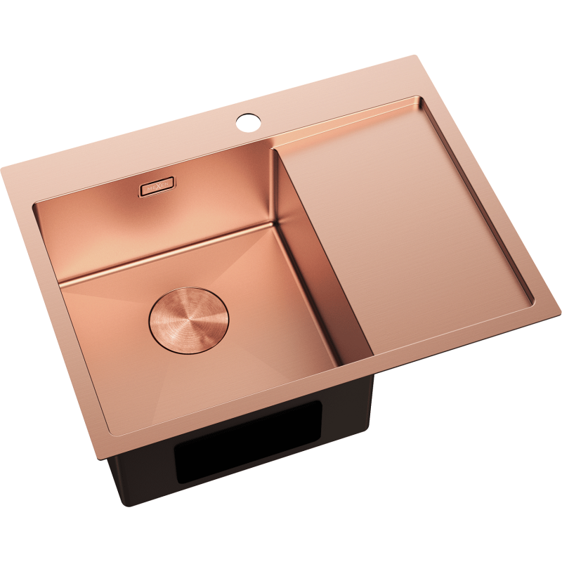 Mexen Exar стоманена мивка с 1 отделение и ляво отцеждащо поле 620 x 480 mm, мед - 6431621005L-65