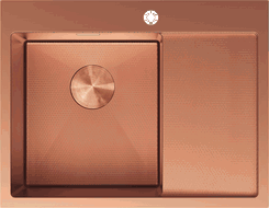 Mexen Exar стоманена кухненска мивка с 1 корито и ляво отцеждане 620 x 480 мм, мед HC - 6431621005L-65HC