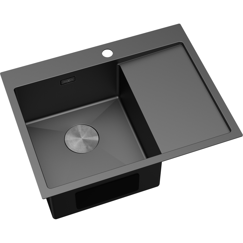 Mexen Exar стоманена мивка с едно корито с отцедник, лява 620 x 480 мм, черна