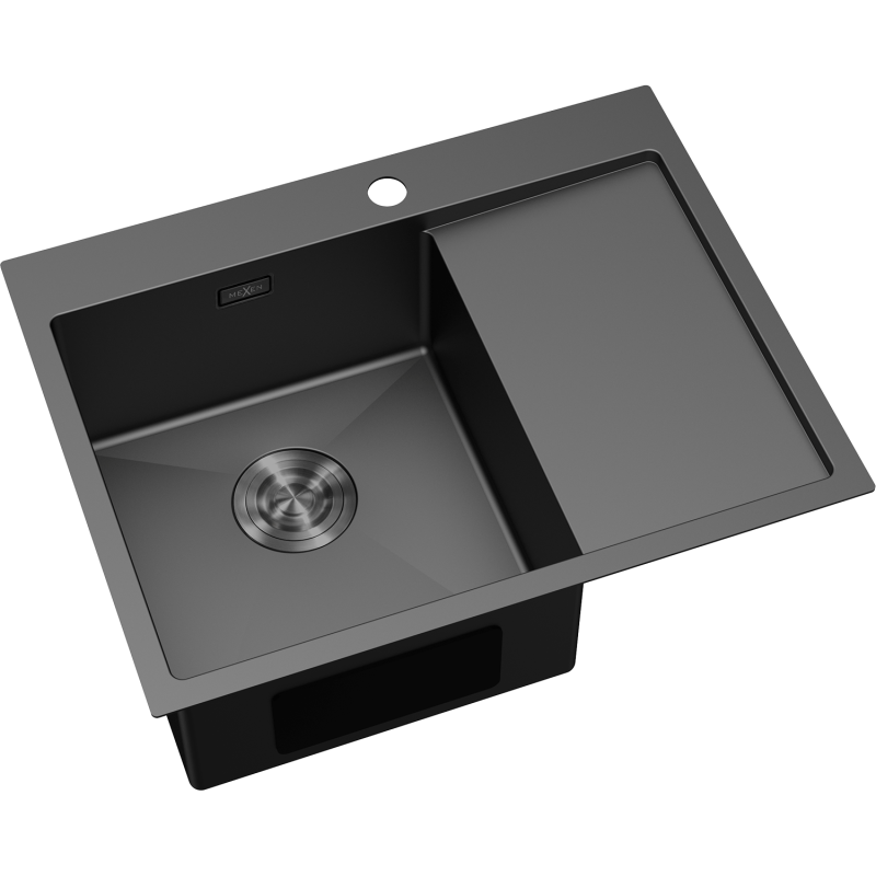Mexen Exar стоманена мивка с едно корито с отцедник, лява 620 x 480 мм, черна
