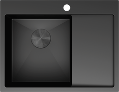 Mexen Exar стоманена мивка с едно корито с отцедник, лява 620 x 480 мм, черна