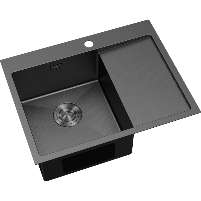 Mexen Exar стоманена кухненска мивка с 1 отделение и улей, лява 620 x 480 mm,