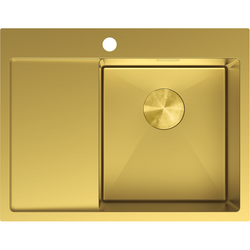 Mexen Exar мивка от неръждаема стомана с 1 отделение с десен плот 620 x 480 мм, златен - 6432621005P-55