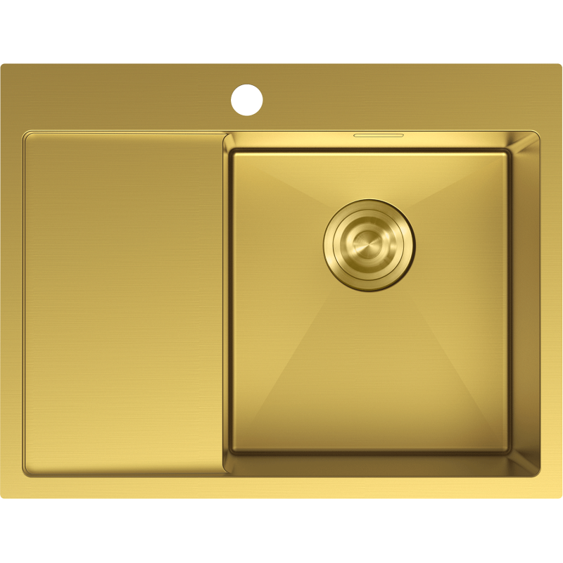Mexen Exar мивка от неръждаема стомана с 1 отделение с десен плот 620 x 480 мм, златен - 6432621005P-55