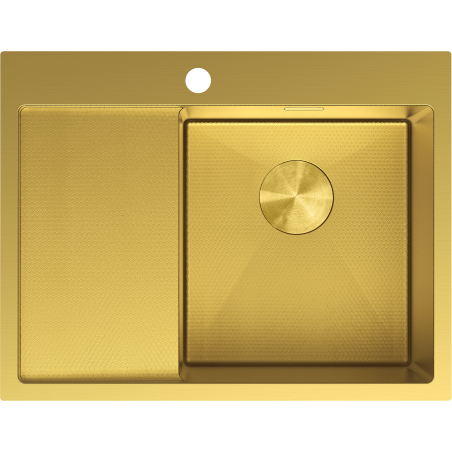 Mexen Exar кухненска мивка от неръждаема стомана с 1 корито и дясно отцеждане 620 x 480 мм, златна HC - 6432621005P-55HC