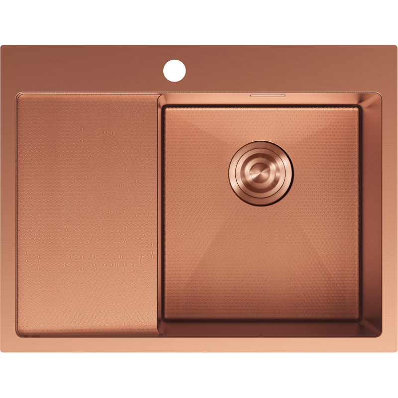 Mexen Exar стоманена мивка с 1 корито и дренаж, дясна 620 x 480 мм, мед HC