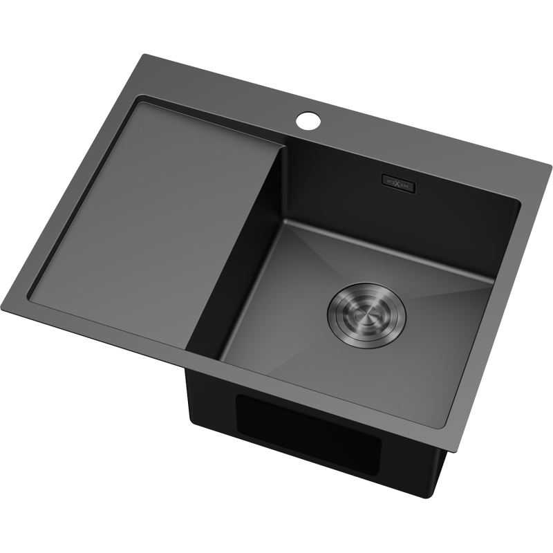 Mexen Exar стоманена мивка с 1 отделение и отцедник, дясна 620 x 480 mm, черна