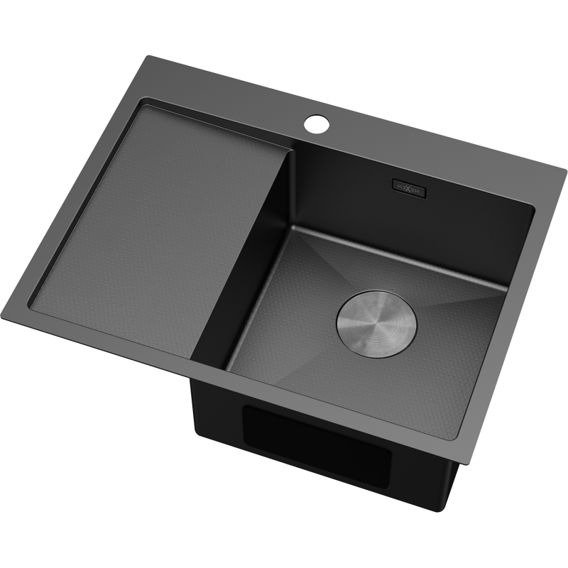 Mexen Exar стоманена мивка с 1 отделение и десен отцеждач 620 x 480 mm, черен HC -6432621005P-70HC