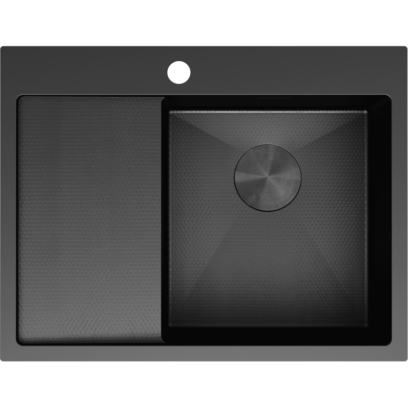 Mexen Exar стоманена мивка с 1 отделение и десен отцеждач 620 x 480 mm, черен HC -6432621005P-70HC