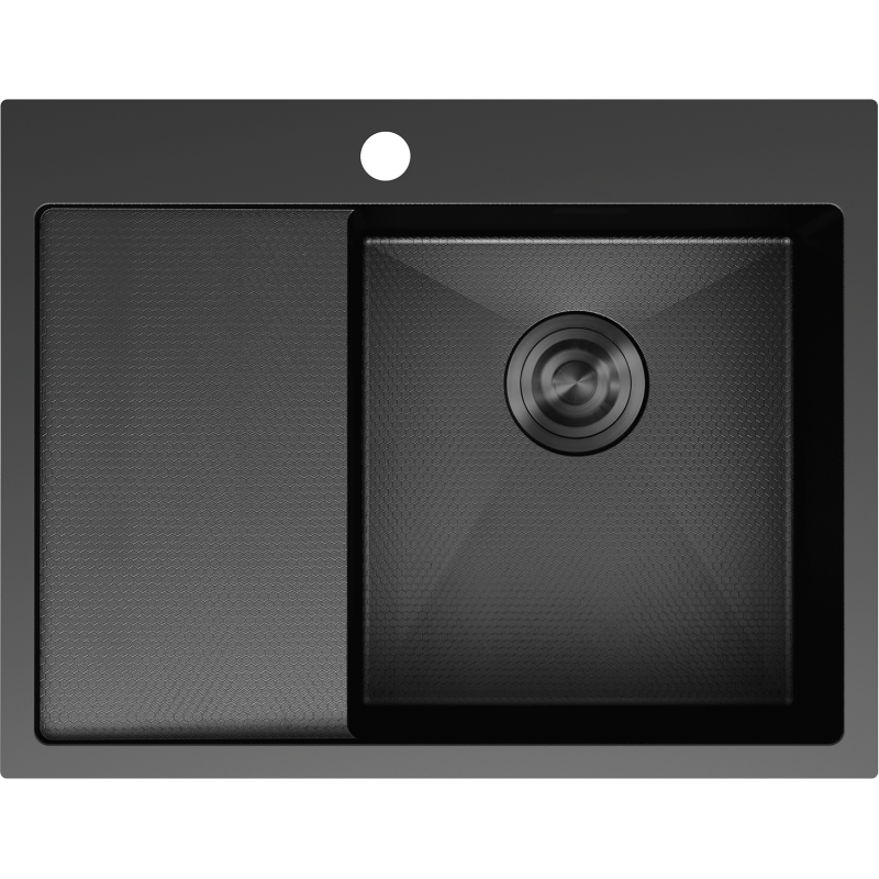 Mexen Exar стоманена мивка с 1 отделение и десен отцеждач 620 x 480 mm, черен HC -6432621005P-70HC
