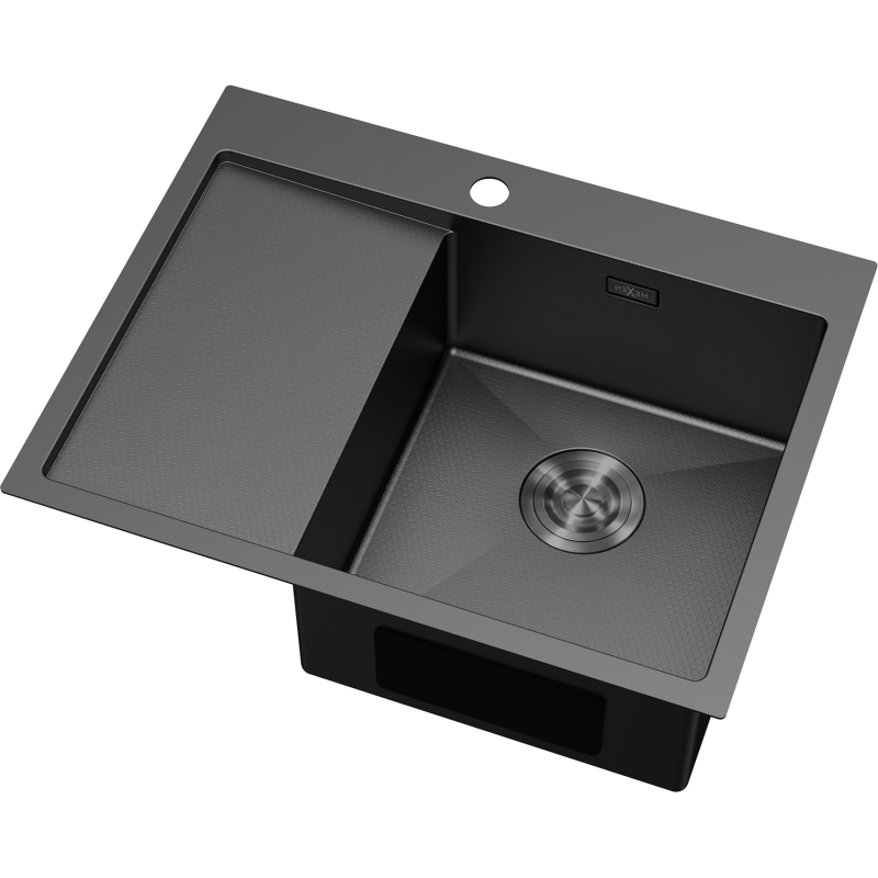 Mexen Exar стоманена мивка с 1 отделение и десен отцеждач 620 x 480 mm, черен HC -6432621005P-70HC