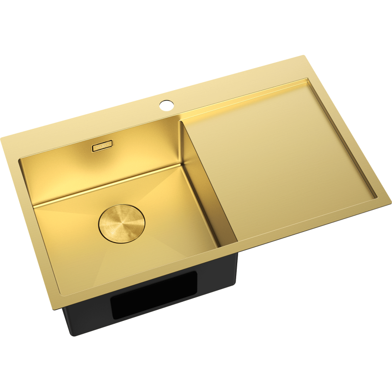Mexen Exar стоманена мивка с 1 отделение с отцедник, лява 780 x 480 mm, златна