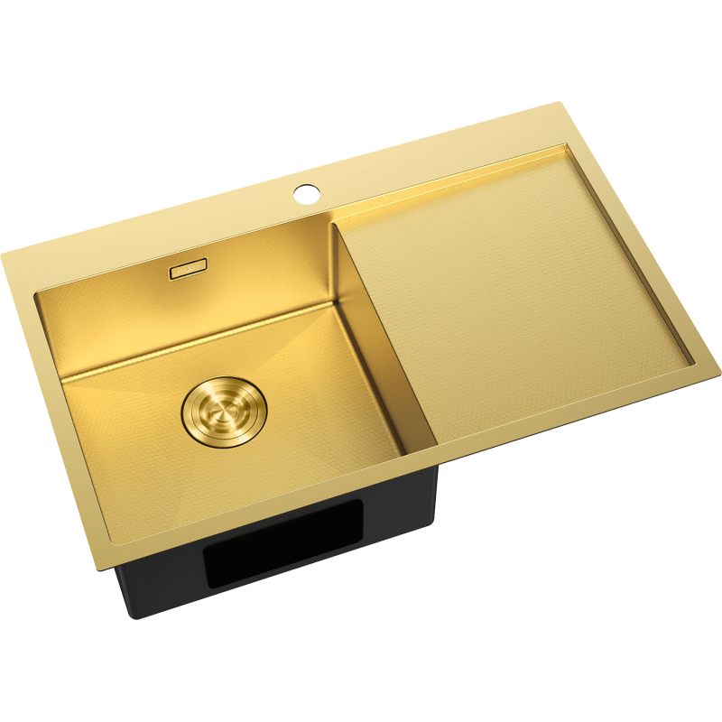 Mexen Exar стоманена мивка с 1-камерно корито и ляв капак, 780 x 480 mm, златен HC