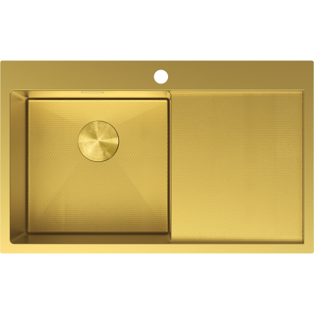 Mexen Exar мивка от неръждаема стомана, единична с отцедник, лява 780 x 480 mm, златиста HC - 6433781010L-55HC
