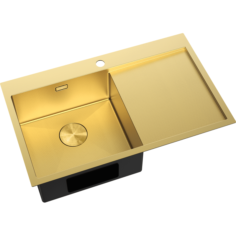Mexen Exar мивка от неръждаема стомана, единична с отцедник, лява 780 x 480 mm, златиста HC - 6433781010L-55HC