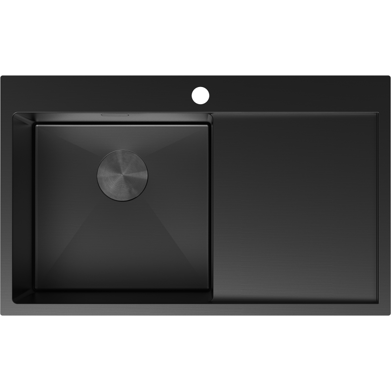 Mexen Exar Стилен стоманен мивка с 1 корито с дренаж, ляв, 780 x 480 мм, черен