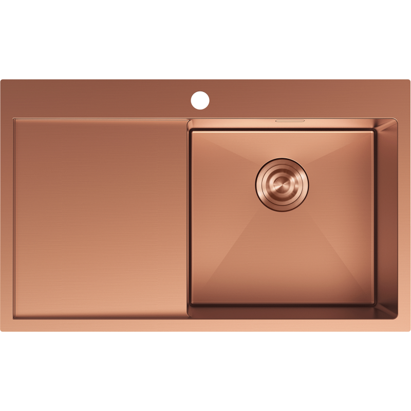 Mexen Exar стоманена мивка с една камера и дренаж, дясна 780 x 480 mm, мед