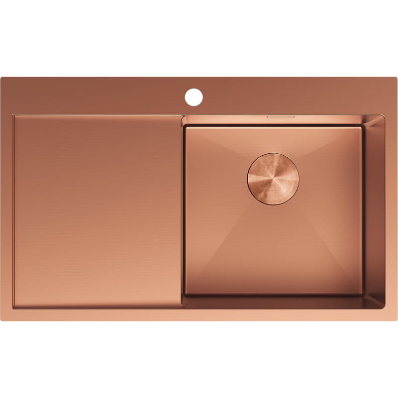 Mexen Exar стоманена мивка с една камера и дренаж, дясна 780 x 480 mm, мед