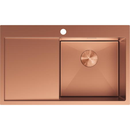Mexen Exar стоманена мивка с една камера и дренаж, дясна 780 x 480 mm, мед